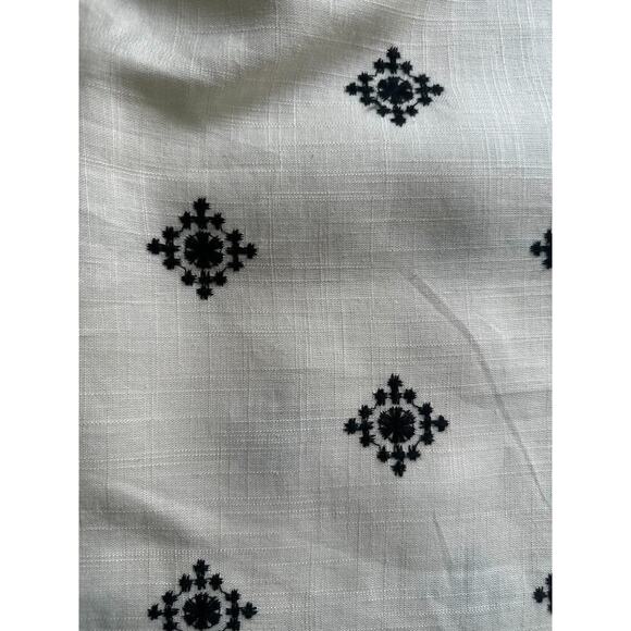 Elie Tahari Women’s Linen Blend Embroidered Wide Leg Cropped Pants Boho Cream 6 - Picture 7 of 10